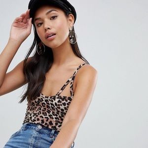 NWT ASOS Strappy Sweetheart Leopard Thong Bodysuit